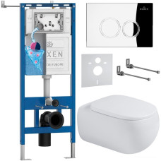 Унитаз подвесной Roxen Titan в комплекте с инсталляцией StounFix Dual Fresh 6 в 1 967212 (кнопка: хром)