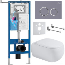Унитаз подвесной Roxen Titan в комплекте с инсталляцией StounFix Dual Fresh 6 в 1 967213 (кнопка: бетон)