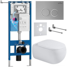Унитаз подвесной Roxen Titan в комплекте с инсталляцией StounFix Dual Fresh 6 в 1 967215 (кнопка: хром матовая)