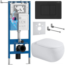 Унитаз подвесной Roxen Titan в комплекте с инсталляцией StounFix Dual Fresh 6 в 1 967228 (кнопка: черная)