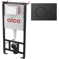 Инсталляция для унитаза Alcaplast AM101/1120 + кнопка Thin M678 (чёрный матовый)