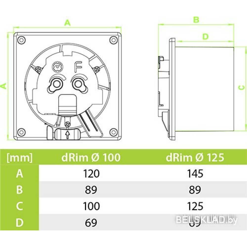 Вытяжной вентилятор airRoxy dRim 100TS-C169