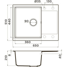 Кухонная мойка Omoikiri Daisen 65T-DC (темный шоколад)