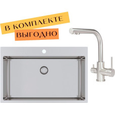 Кухонная мойка Aquasanita AIR 100 M + cмеситель AquaSanita 2663 L 002 steel