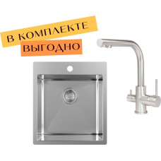 Кухонная мойка Aquasanita AIR 100 X + cмеситель AquaSanita 2663 L 002 steel