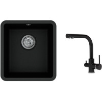 Кухонная мойка Aquasanita Arca SQA101 + Akvaduo 2663 L (черный металлик 601)