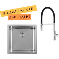 Кухонная мойка Aquasanita DER 100 X + cмеситель AquaSanita 7003 002 steel