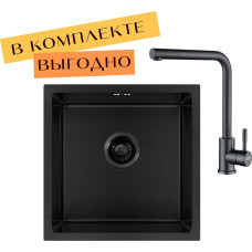 Кухонная мойка ARFEKA ECO AR 450*450 + cмеситель ISIS BLACK PVD