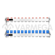 Группа коллекторная для отопления ВР 1", на 12 контуров 3/4" EK, нержавеющая сталь VARMEGA VM15512