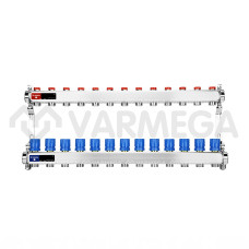 Группа коллекторная для отопления ВР 1", на 13 контуров 3/4" EK, нержавеющая сталь VARMEGA VM15513