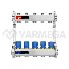 Группа коллекторная для отопления ВР 1", на  5 контуров 3/4" EK, нержавеющая сталь VARMEGA VM15505