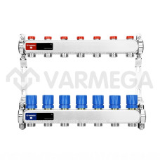 Группа коллекторная для отопления ВР 1", на  7 контуров 3/4" EK, нержавеющая сталь VARMEGA VM15507