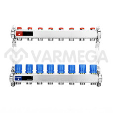 Группа коллекторная для отопления ВР 1", на 8 контуров 3/4" EK, нержавеющая сталь VARMEGA VM15508