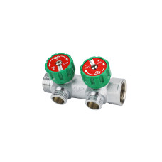 Коллектор регулирующий 3/4", на 2 выхода 3/4"ЕК, хромированный VARMEGA VM14612
