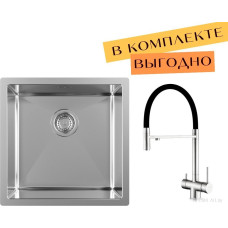 Кухонная мойка ZorG ZRN 4545 Premium + cмеситель Asgard Premium Satin