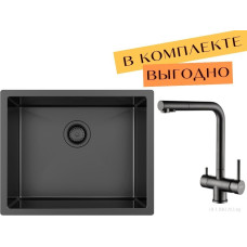 Кухонная мойка ZorG ZRN 4555 Premium + cмеситель Argos Premium PVD Gunblack