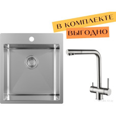 Кухонная мойка ZorG ZRN 5045 Premium + cмеситель Argos Premium Satin