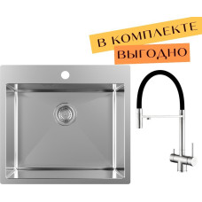 Кухонная мойка ZorG ZRN 5055 Premium + cмеситель Asgard Premium Satin