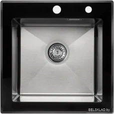 Кухонная мойка ARFEKA ECO AR 500*500 GS BLACK GLASS + SATIN